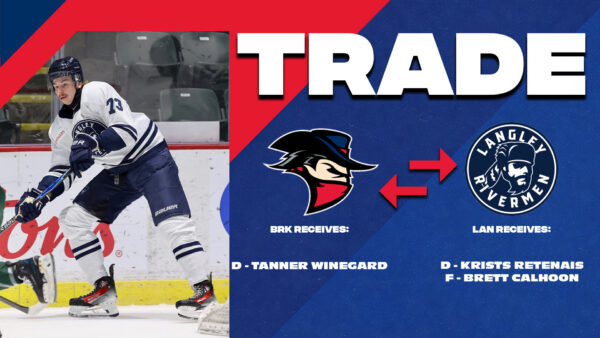 Bandits Trade Krists Retenais and Brett Calhoon to Langley for Defenceman Tanner Winegard
